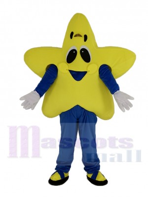 Souriant Jaune Scintillement Star Mascotte Costume