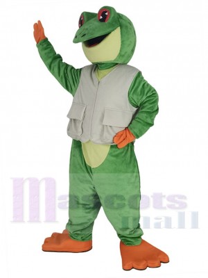 Grenouille verte en gilet blanc Costume de mascotte Animal