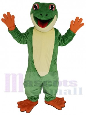 Grenouille verte Costume de mascotte Animal avec la langue rouge