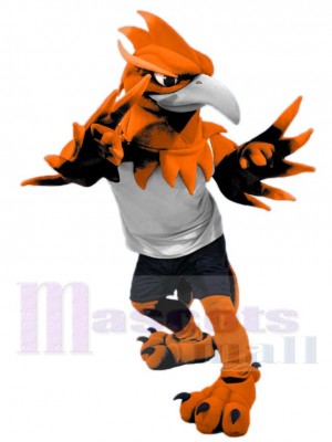 Phénix orange Mascotte Costume Animal en maillot blanc