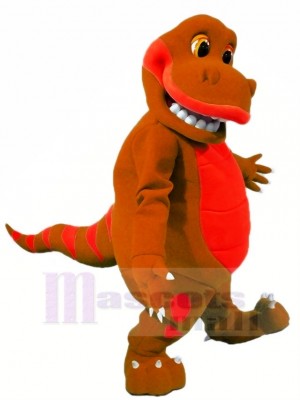 marron Dinosaure Mascotte Costume Dessin animé