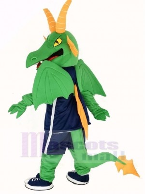 Vert et Orange Dragon Mascotte Costume