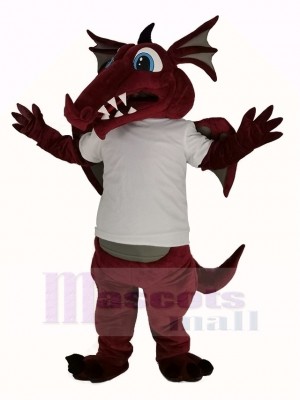 Vin Couleur Dragon dans blanc T-shirt Mascotte Costume