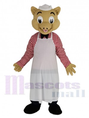 Chef Cochon dans blanc Tablier Mascotte Costume