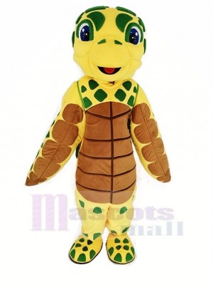 marron et Jaune Mer Tortue Mascotte Costume Animal