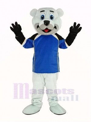 Polaire Ours avec Bleu Jersey Mascotte Costume Animal