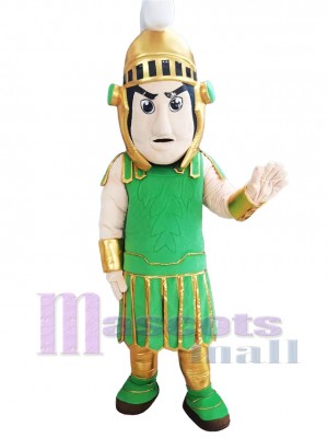 Cheval de Troie Spartan vert avec casque d'or Mascotte Costume Personnes