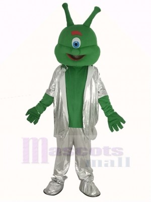 Vert Extraterrestre dans Argent Combinaison Mascotte Costume