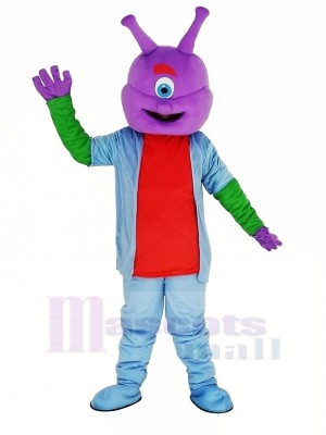 Extraterrestre avec Violet Tête Mascotte Costume Dessin animé