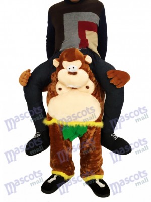 Singe Piggyback Carry Me Ride Singe brun avec costume de mascotte feuilles vertes