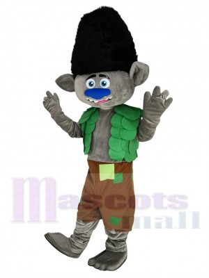 Trolls Garçon Elf avec Vert Gilet Mascotte Costume Dessin animé