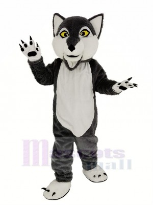 Poil long gris Loup Mascotte Costume Animal