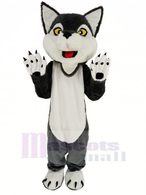 Mignonne gris Loup Mascotte Costume Animal