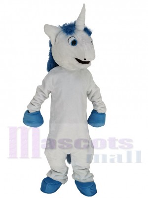 Licorne Blanche Cheval Costume de mascotte Dessin animé