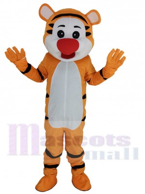 Tigre orange Mascotte Costume Animal avec gros nez rouge