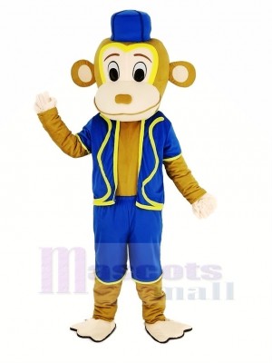 Pitre Singe dans Bleu Gilet Mascotte Costume Animal