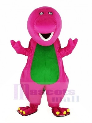 Vert Ventre Pêche Barney Dinosaure Mascotte Costume Dessin animé