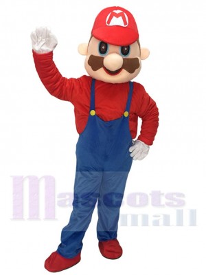 Costume de mascotte Super Mario avec salopette bleue