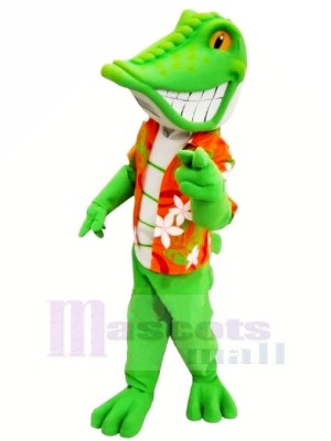 Souriant vert lézard Mascotte Costume Dessin animé