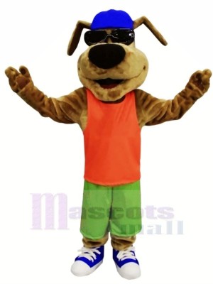 Heureux Chien avec Des lunettes Mascotte Les costumes Dessin animé