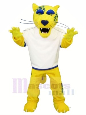 Jaune Jaguar avec blanc T-shirt Mascotte Les costumes