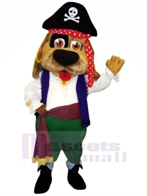 Pirate marron Chien Mascotte Les costumes Dessin animé