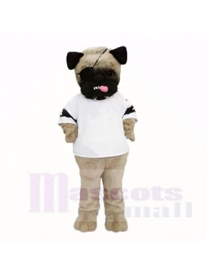 Moche chien carlin avec une chemise blanche mascotte costumes dessin animé