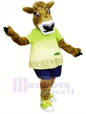 Gurt Vache avec vert T-shirt Mascotte Les costumes