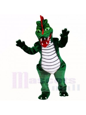 vert Dinosaure avec Violet Chemise Costumes De Mascotte Dessin animé