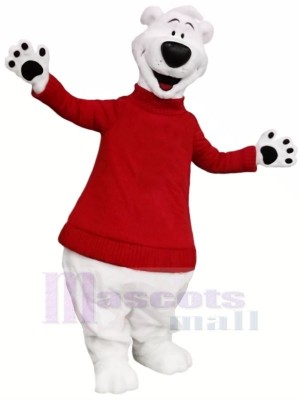 Polaire Ours avec rouge Chandail Mascotte Les costumes Adulte