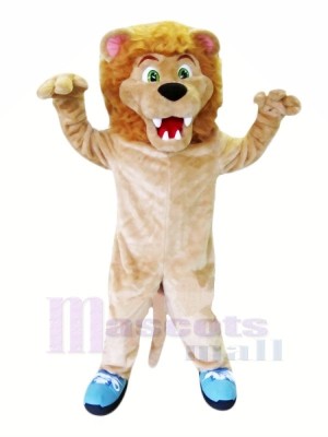 Féroce Lion avec Bleu Des chaussures Mascotte Les costumes Adulte