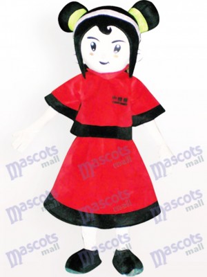 Costume de mascotte adulte rouge habillé de fille de dessin animé