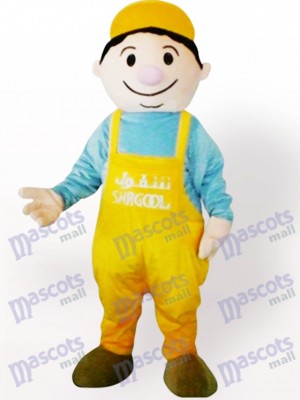 Costume de mascotte adulte de dessin animé de garçon de mineur