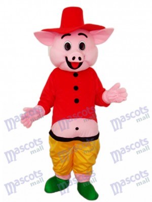 rouge Chapeau Cochon Mascotte Costume Adulte Animal