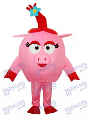 Déguisement de mascotte ronde de cochon rouge Animal