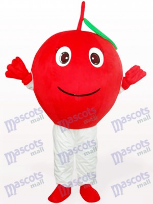 Pomme rouge avec le costume de mascotte adulte de fruit de feuille seule
