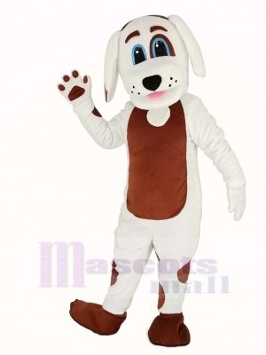 blanc Chien avec marron Ventre Mascotte Costume