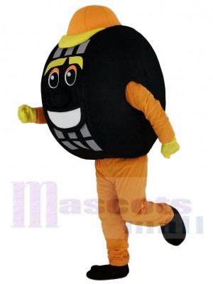 Orange Auto Pneu Taxi Pneu Mascotte Costume Dessin animé