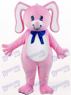 Lapin rose de Pâques avec le costume de mascotte animale d'oreilles florales