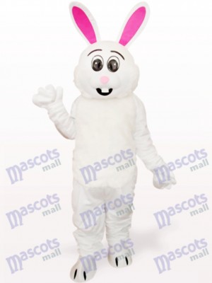 Lapin blanc de Pâques avec Costume de mascotte adulte animal oreille rouge