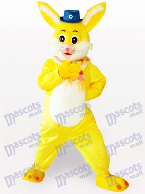 Costume de mascotte adulte de lapin de Pâques jaune animaux