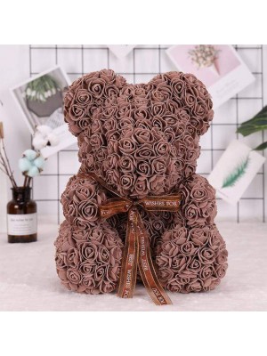 Rose brune Ours en peluche Fleur Ours Meilleur cadeau pour la fête des mères, la Saint-Valentin, les anniversaires, les mariages et les anniversaires