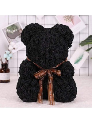 Rose noire Ours en peluche Fleur Ours Meilleur cadeau pour la fête des mères, la Saint-Valentin, les anniversaires, les mariages et les anniversaires