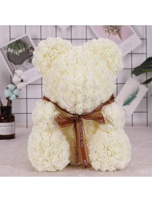 Rose Beige Ours en peluche Fleur Ours Meilleur cadeau pour la fête des mères, la Saint-Valentin, les anniversaires, les mariages et les anniversaires