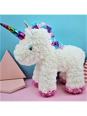 blanc Licorne Rose Fleur Licorne Meilleur cadeau pour la fête des mères, la Saint-Valentin, les anniversaires, les mariages et les anniversaires