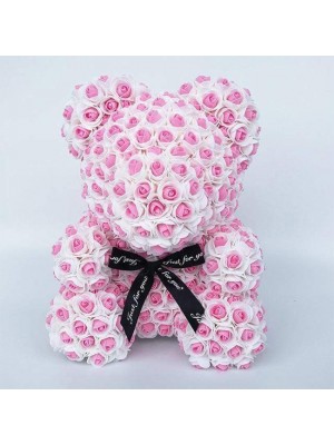 Nouveau style Rose Ours en peluche rose Fleur Ours Meilleur cadeau pour la fête des mères, la Saint-Valentin, les anniversaires, les mariages et les anniversaires