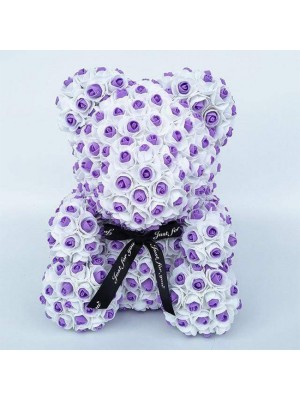 Nouveau style Mauve Ours en peluche rose Fleur Ours Meilleur cadeau pour la fête des mères, la Saint-Valentin, les anniversaires, les mariages et les anniversaires