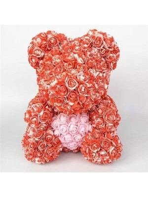 Nouveau style rouge Ours en peluche rose Fleur Ours avec Coeur rose Meilleur cadeau pour la fête des mères, la Saint-Valentin, les anniversaires, les mariages et les anniversaires