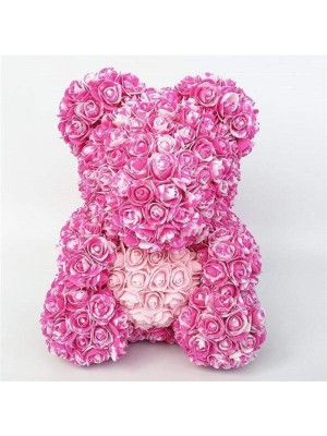 Nouveau style Rose Ours en peluche Fleur Ours Rose avec Coeur rose Meilleur cadeau pour la fête des mères, la Saint-Valentin, les anniversaires, les mariages et les anniversaires