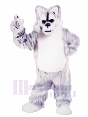 Gris et blanc Rauque Mascotte Les costumes Animal